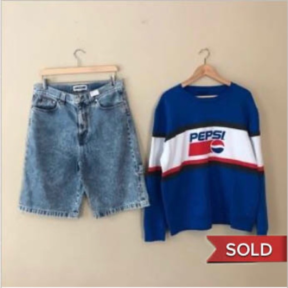 SOLD - Moschino denim shorts + sweater